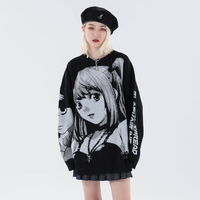 Dzianiny Harajuku zimowe ubrania kobiet 2020 ponadgabarytowych swetry z długim rękawem Top Gothic moda japoński Kawaii Cartoon Streetwear 2